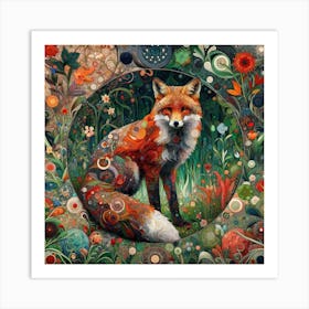 Fox in the Style of Collage-inspired Art Print