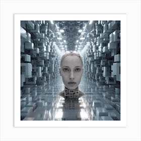 Woman trapped in a fractal dimension Art Print