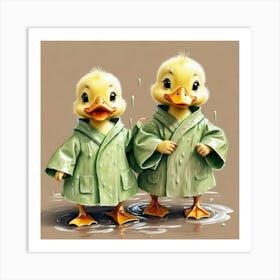 Ducks In The Rain 3 Art Print