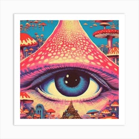 Psychedelic Eye & Mushrooms Print Art Print