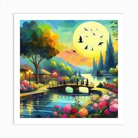 Sunset By The Lake 1 Art Print