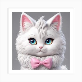 Cute White Cat 2 Art Print