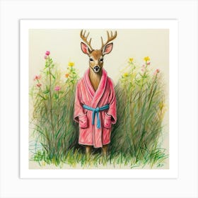 Deer In Bathrobe 16 Art Print