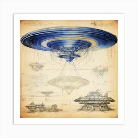 Ncmoore Ufo Blueprintpencil Sketch Colorfull Background 6013a49d Ae69 49d7 9539 C7350015b5c7 Art Print