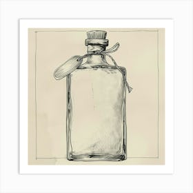 Bottle Of Liquor Hand Drawn Sketch Art Print