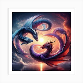 Two Dragons Art Print