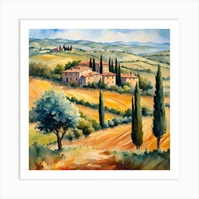 Watercolor Of Tuscany Art Print