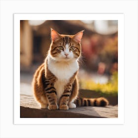 Cat Sitting On A Wall Art Print