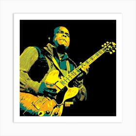 Freddie King Blues Music Guitarist in Pop Art Illustration Art Print