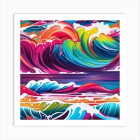 Rainbow Waves Art Print