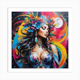 Woman With Colorful Hair 1 Art Print