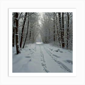 Snowy Path In The Woods 1 Art Print