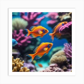 Photo Multi Colored Fish Swimming In A Vibrant Coral Reef Generative 0 Art Print