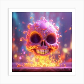 Flaming Skull Art Print