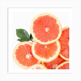 Grapefruit Slices Isolated On White 1 Art Print