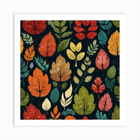 Autumn Leaves Seamless Pattern Art Print