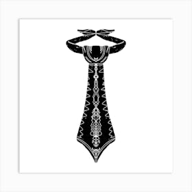 Black And White tie linocut stylized Art Print