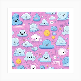 Kawaii Clouds 1 Art Print