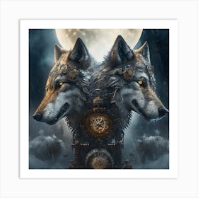 Steampunk Wolf 5 Art Print