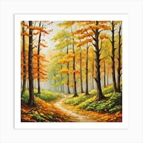 Forest In Autumn In Minimalist Style Square Composition 333 Art Print