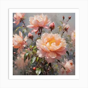 OIL PEACH BLOSSOMS Art Print