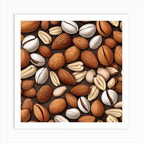 Almonds Seamless Pattern Art Print