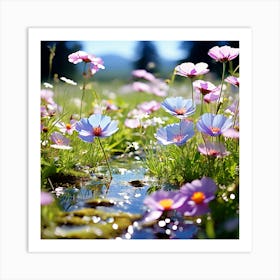 Cosmos Flowers Art Print