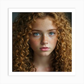 Portrait Of A Girl With Curly Hair 3 Art Print