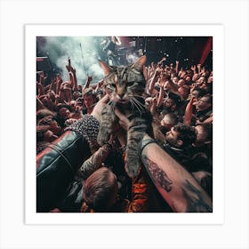 Cat In The Crowd 3 Art Print