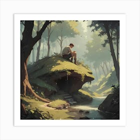 Boy In The Forest Art Print