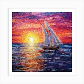 Sailboat At Sunset 7 Art Print