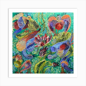 Fantasy bright flowers oil painting Art Print