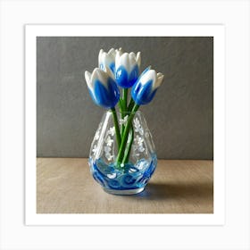 Blue Tulips In Vase Art Print