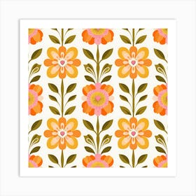 Orange And Yellow Floral Pattern Poster