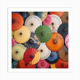 Many Asian Umbrellas Art Print