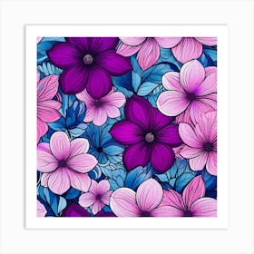 Pink And Purple Flowers Art Print