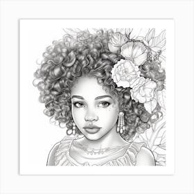 Black Girl With Flowers 7 Art Print