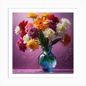 Colorful Flowers In A Vase 22 Art Print