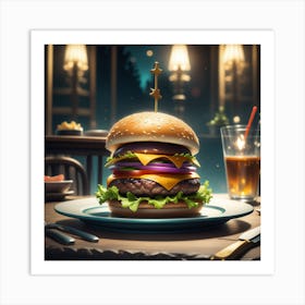 Burger In A Restaurant 10 Art Print