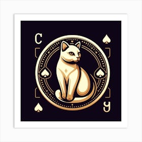 Cat With Playing Cards Art Print