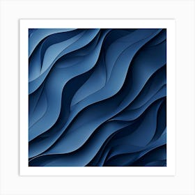 Abstract Blue Wavy Wallpaper Art Print