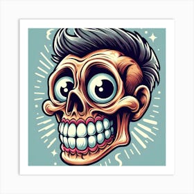 Skull With Hair Art Print