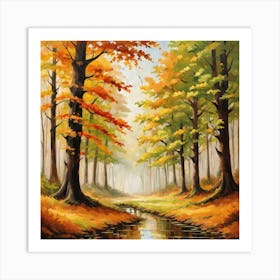 Forest In Autumn In Minimalist Style Square Composition 304 Art Print