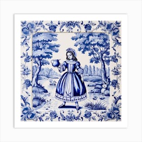 Alice In Wonderland Delft Tile Illustration 4 Art Print