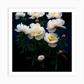 White Peonies 1 Art Print