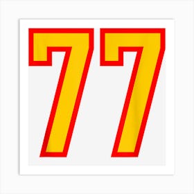 Number 77 Red Yellow Sports Jersey Birthday Lucky Number 77 Art Print