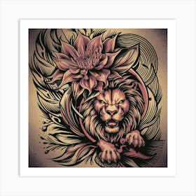 Lion Tattoo Design Art Print