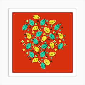 Fallen Leaves On Orange Art Print