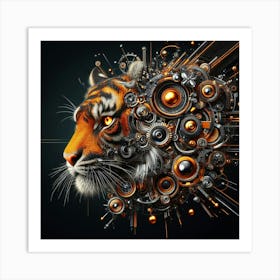 Tiger With Gears Art Print