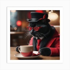 Cat In Top Hat Art Print
